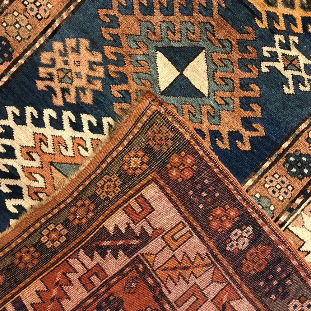 Caucasian Rugs - Kazak 4"1" x 7'6" - Antique Rugs - Oriental Rug Exchange - Back