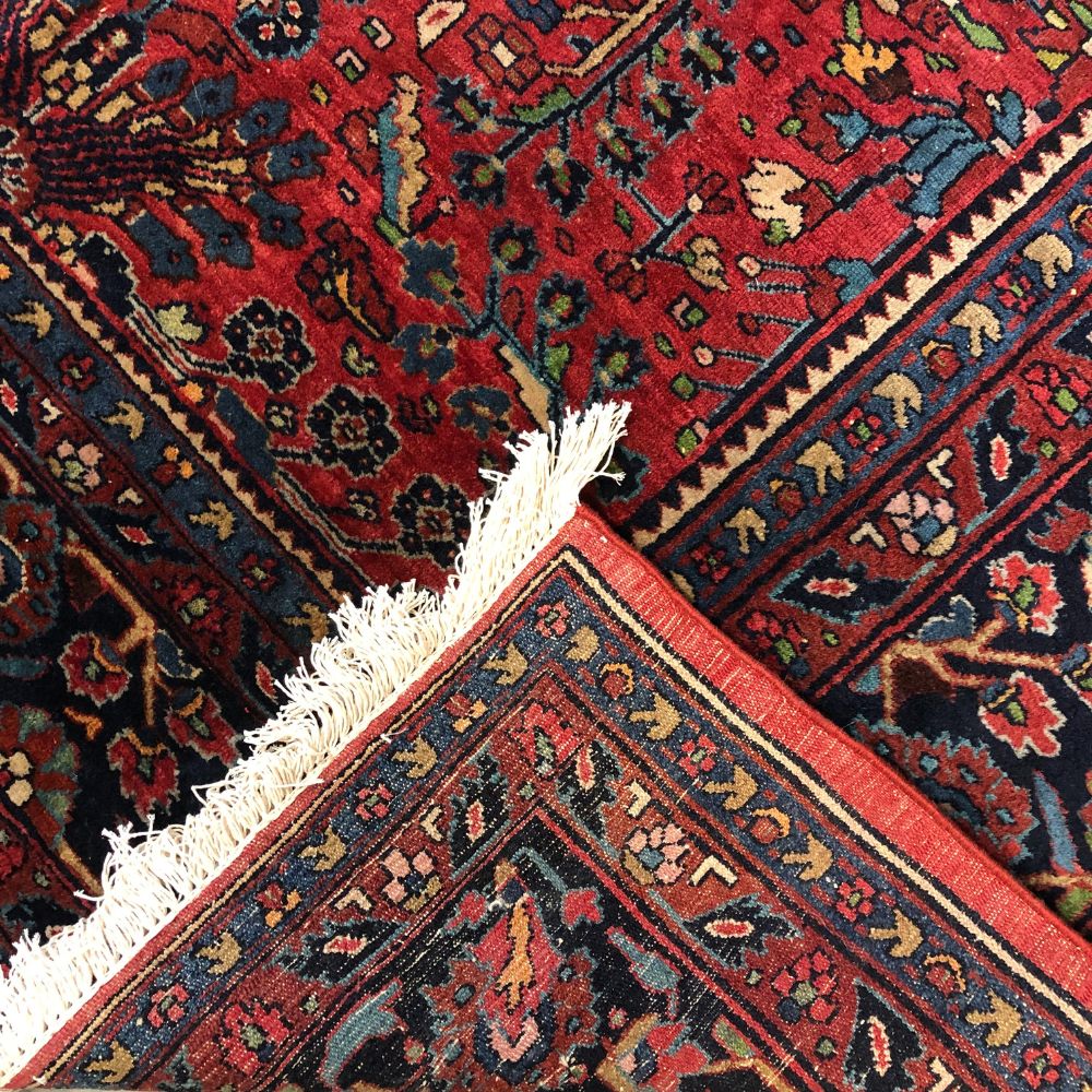 Persian Rug Hamadan 9'1" x 12'3" - Antique Rug - Back