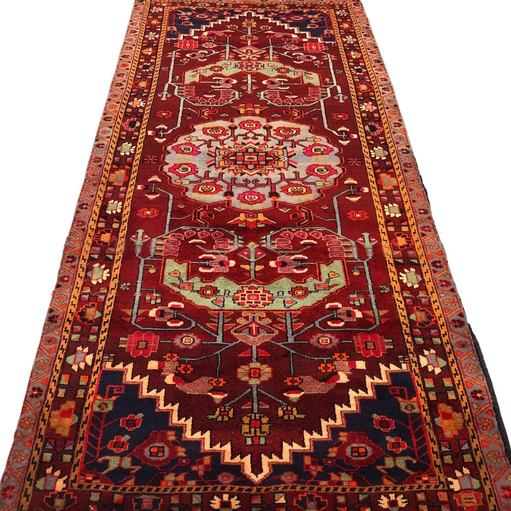 Persian Rugs - Nahavand Rug Runner - 4'4" x 9'6" - Handmade Rugs - Vintage Rugs - Oriental Rug Exchange