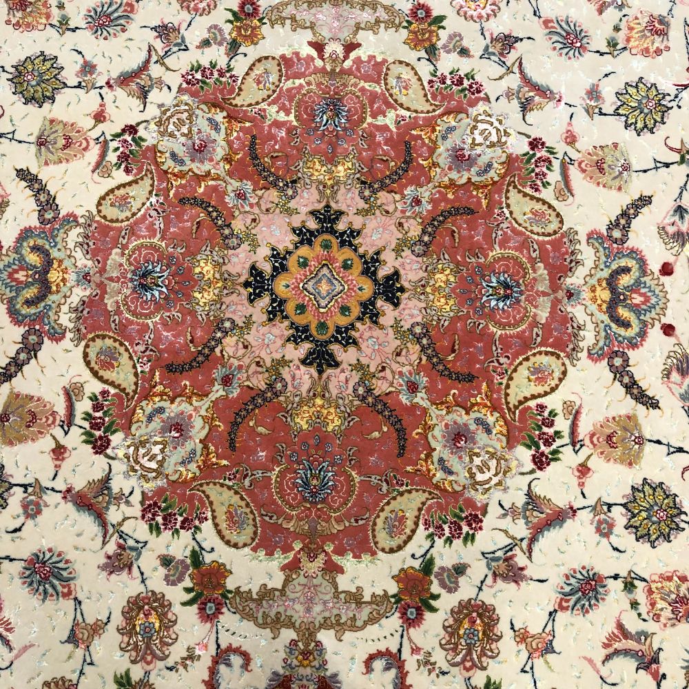 Persian Rugs - Tabriz 9'10" x 13'8" -Wool and Silk - Vintage Rugs -Oriental Rug Exchange - Medallion - Tabriz Carpet