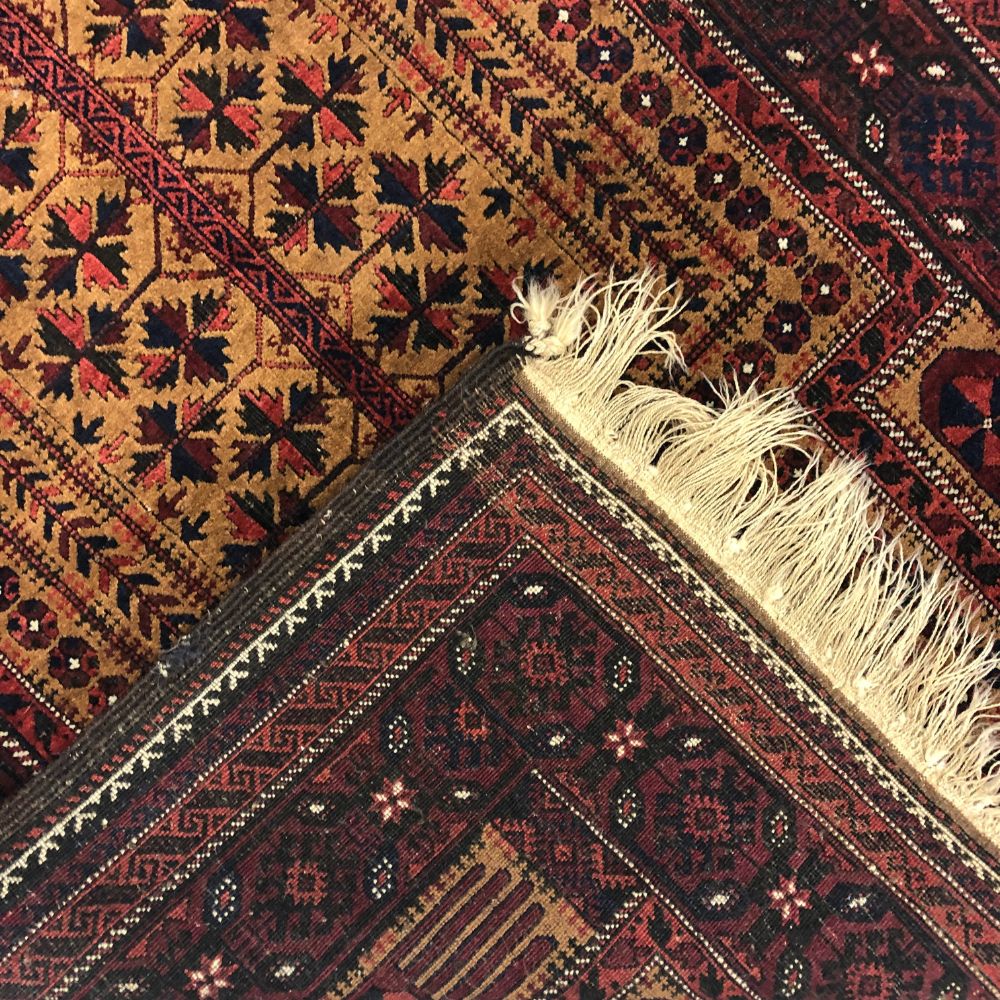 Afghan Rugs - Belouchi 3'1"x 6'1" - Vintage Rugs - Oriental Rug Exchange - Back