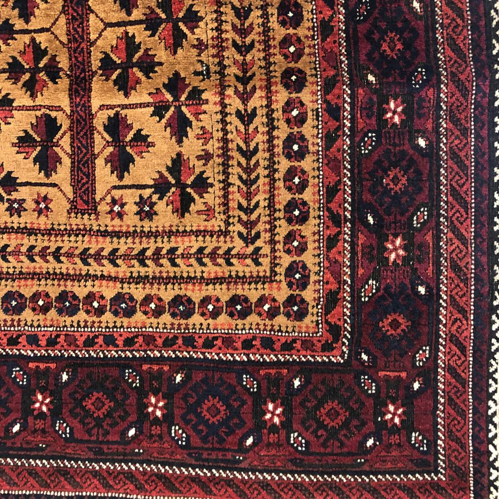 Afghan Rugs - Belouchi 3'1"x 6'1" - Vintage Rugs - Oriental Rug Exchange - Border