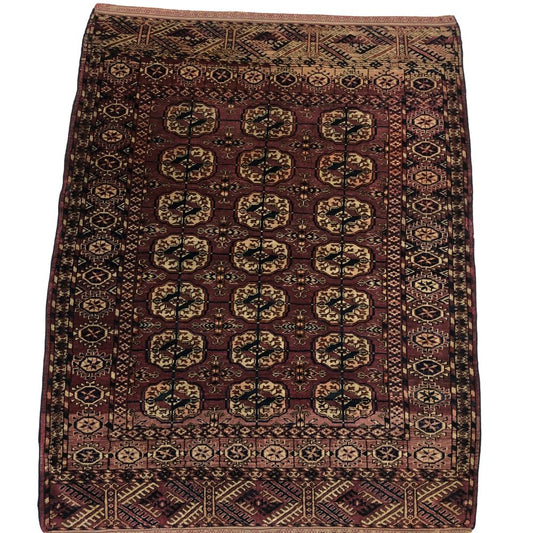 Afghan Rugs - Turkmen 3'9"x 4'9" - Antique Rugs - Oriental Rug Exchange
