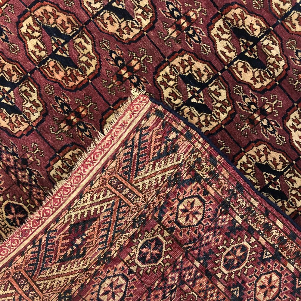 Afghan Rugs - Turkmen 3'9"x 4'9" - Antique Rugs- Oriental Rug Exchange - Back