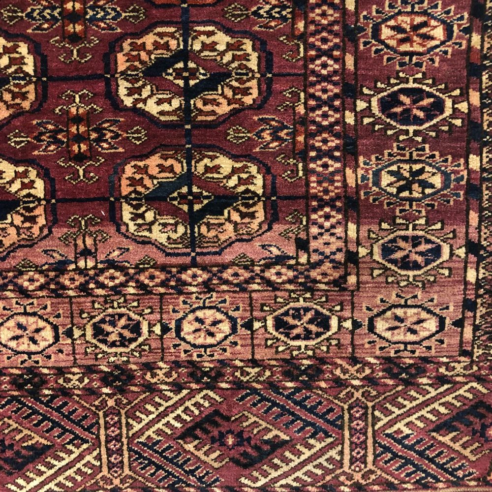 Afghan Rugs - Turkmen 3'9"x 4'9" - Antique Rugs- Oriental Rug Exchange - Border