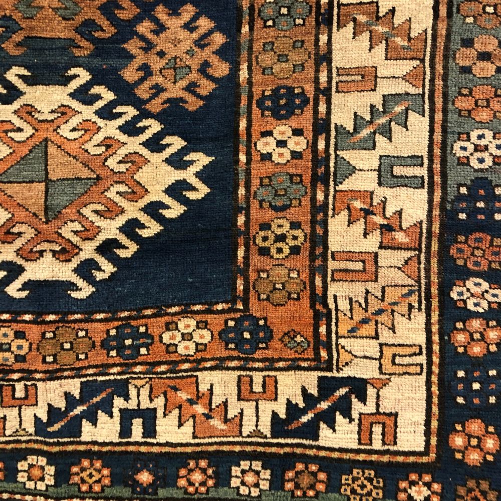 Caucasian Rugs - Kazak 4"1" x 7'6" - Antique Rugs - Oriental Rug Exchange - Border