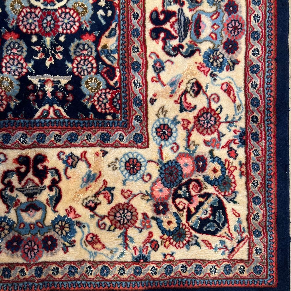 Persian Mashad  Rug 7'7" x 9'8" - Handmade Rug - Vintage Rugs - Border