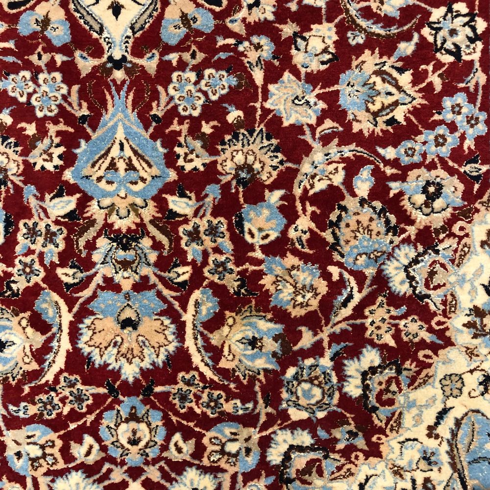 Persian Rug - Nain Wool & Silk 4' x 6'4" - Vintage Rug - Field