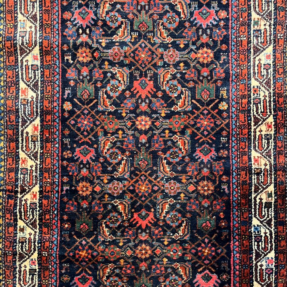 Persian Rugs - Malayer Rug Runner 3' x 14'10" - Antique Rugs - Borders