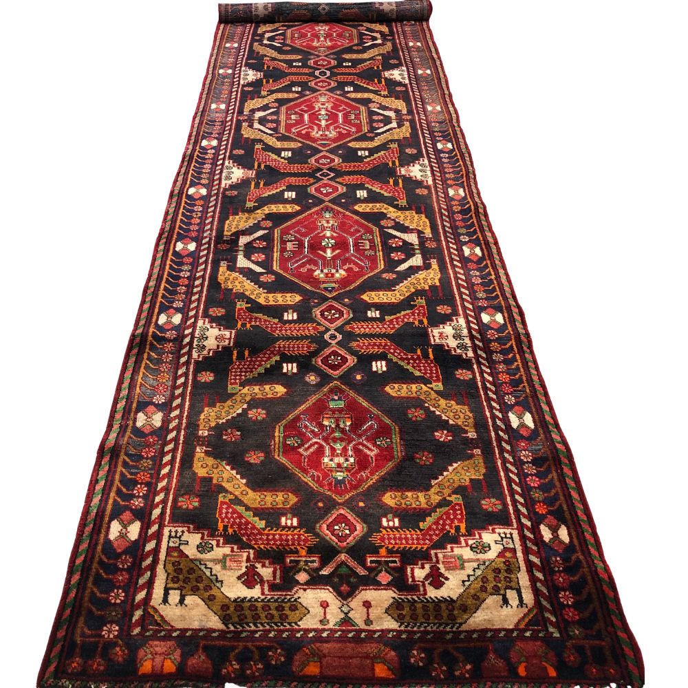 Persian Rug - Nahavand Rug Runner  3'8" x 15'9" - Vintage Rugs - Handmade Rugs - 3'8" x 15'9"