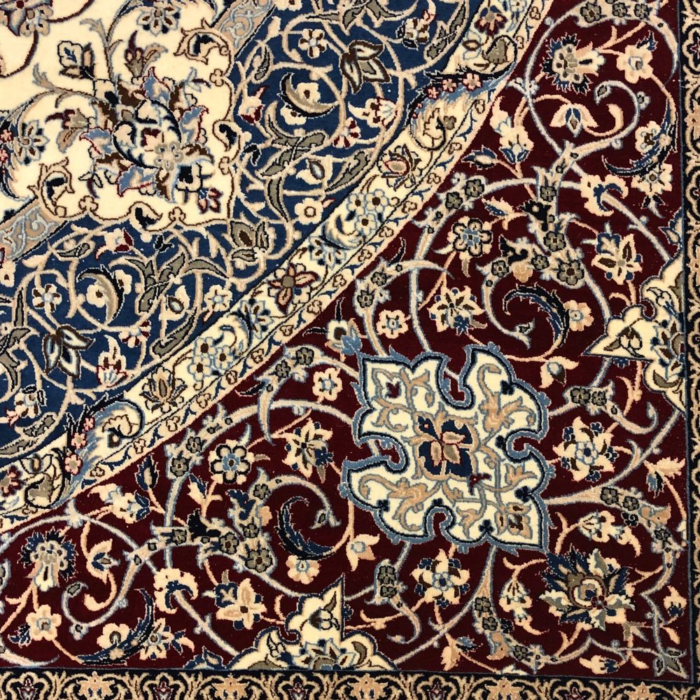 Persian Rug - Nain 12'7" x 11' - Wool and Silk - Vintage Rugs - Oriental Rug Exchange - Corner
