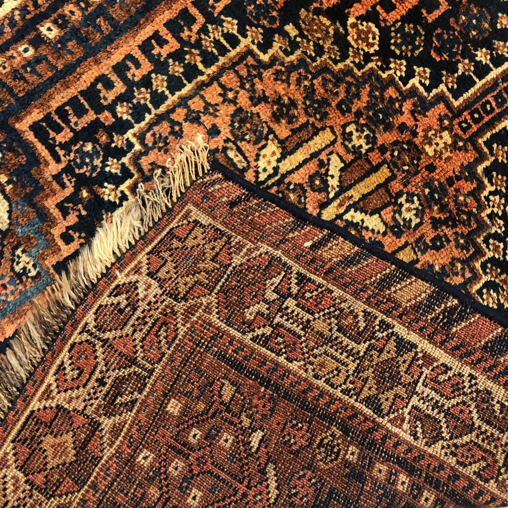 Persian Rugs - Qashqai 3'6"x4'11" - Antique Rugs - Oriental Rug Exchange - Back