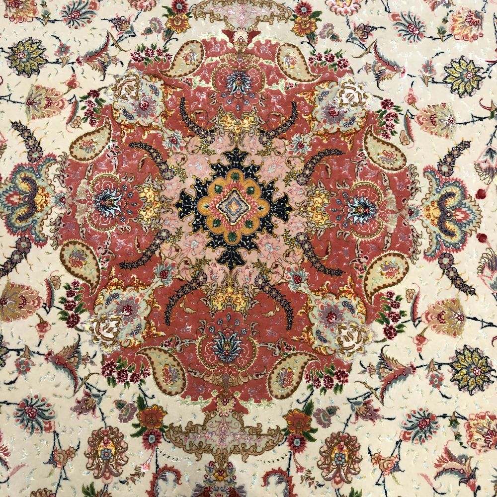 Persian Rugs - Tabriz 9'10" x 13'8" -Wool and Silk - Vintage Rugs -Oriental Rug Exchange - Medallion