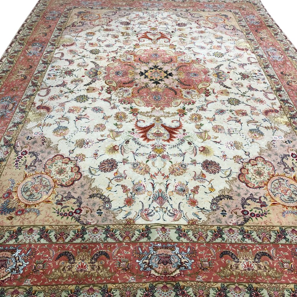 Persian Rugs - Tabriz 9'10" x 13'8" -Wool and Silk - Vintage Rugs -Oriental Rug Exchange