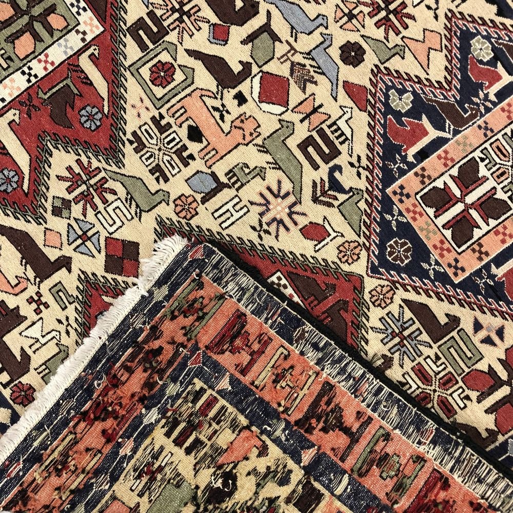 Turkish Rug - Sumac Kilim 4'5" x 6'8" | Vintage Rugs - Back