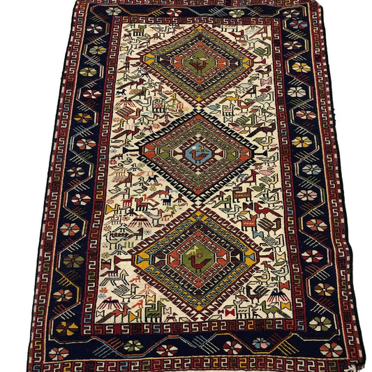 Turkish Rug - Sumac Kilim 3'4" x 4'7" | Vintage Rug