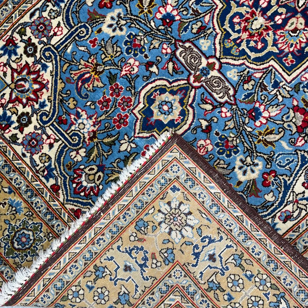 Persian Rugs - Qum Wool & Silk 4’6 x 6’7" - Back - Vintage Rugs - Oriental Rug Exchange