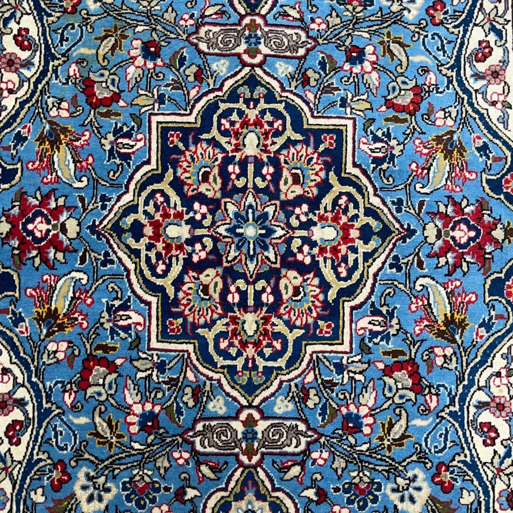Persian Rugs - Qum Wool & Silk 4’6 x 6’7" - Field -  Vintage Rugs - Oriental Rug Exchange