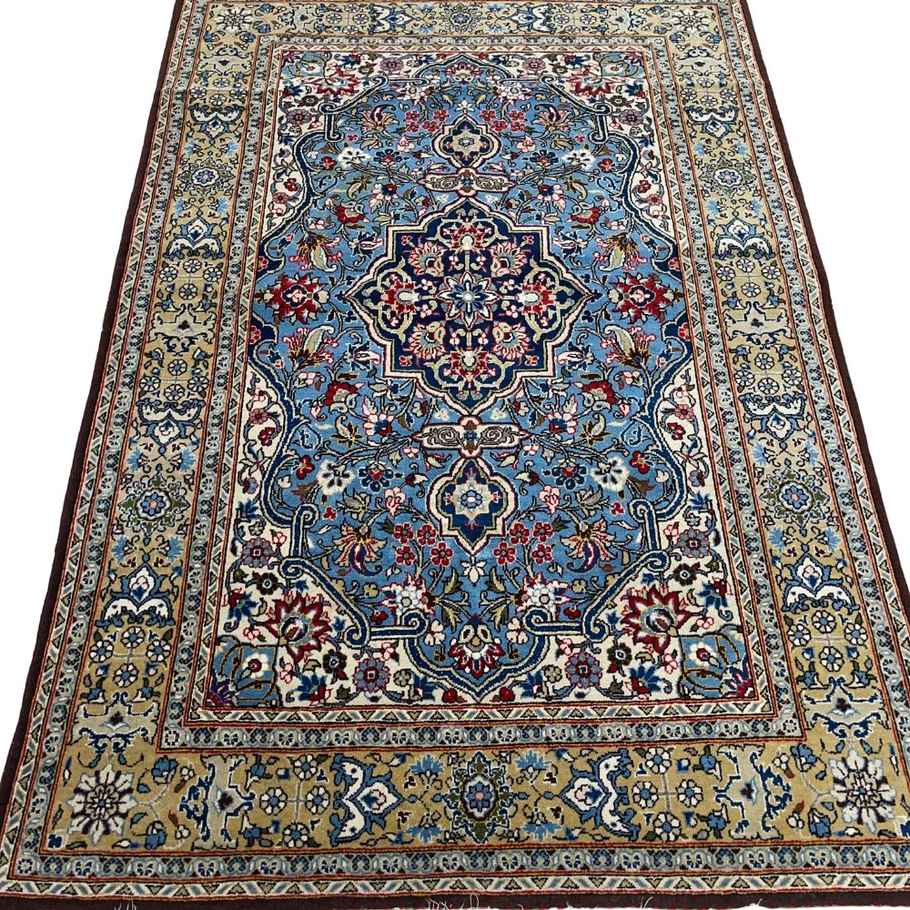 Persian Rugs - Qum Wool & Silk 4’6 x 6’7" - Vintage Rugs - Oriental Rug Exchange